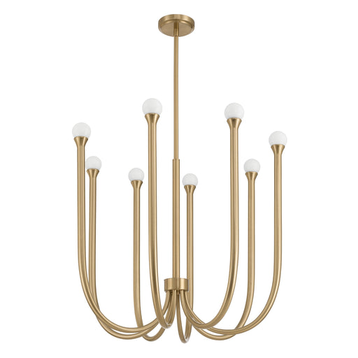 Chandelier Thesis 207258A Dahlia 28 inch 8 light Brass Chandelier with Opal Glass Shades THESIS