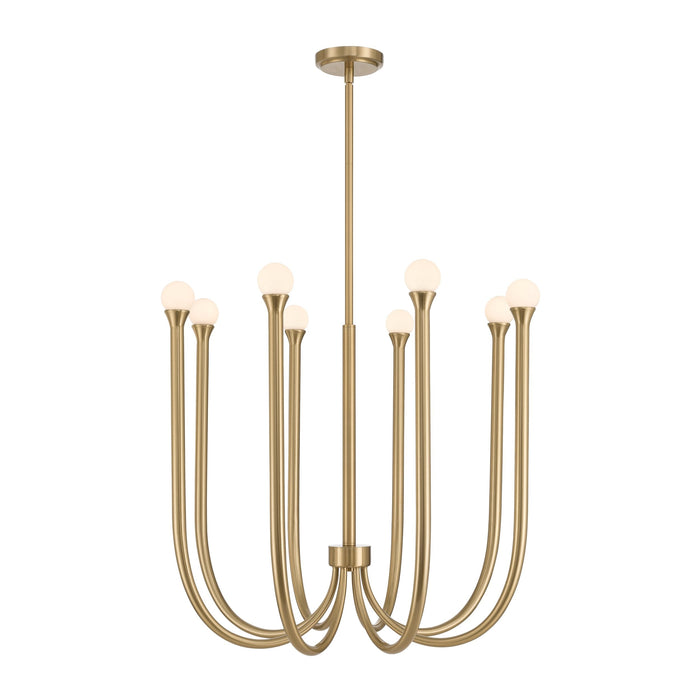 Chandelier Thesis 207258A Dahlia 28 inch 8 light Brass Chandelier with Opal Glass Shades THESIS