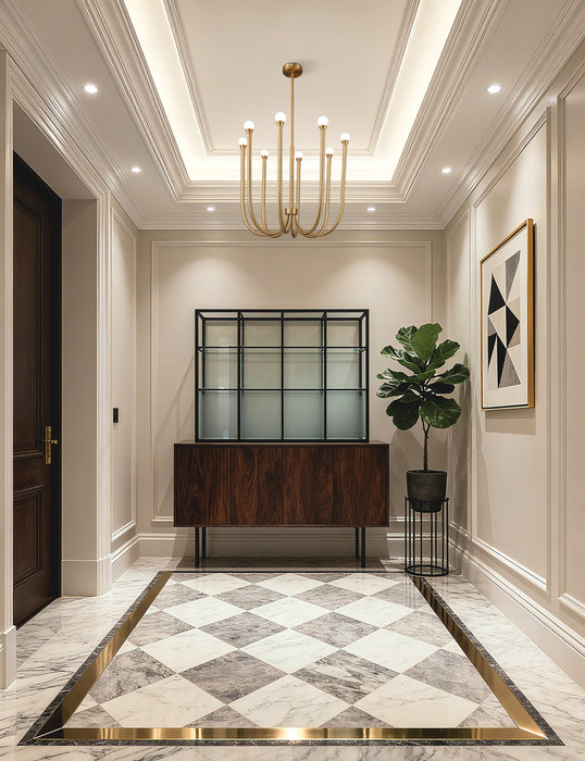 Chandelier Thesis 207258A Dahlia 28 inch 8 light Brass Chandelier with Opal Glass Shades THESIS