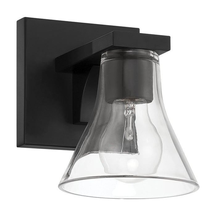 Vanity Light Thesis 207661A Gilford 5 inch 1 light Matte Black Vanity Light with Clear Glass Shade THESIS