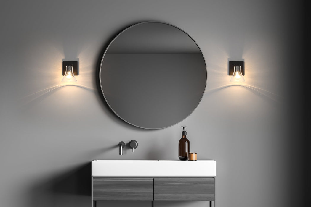 Vanity Light Thesis 207661A Gilford 5 inch 1 light Matte Black Vanity Light with Clear Glass Shade THESIS