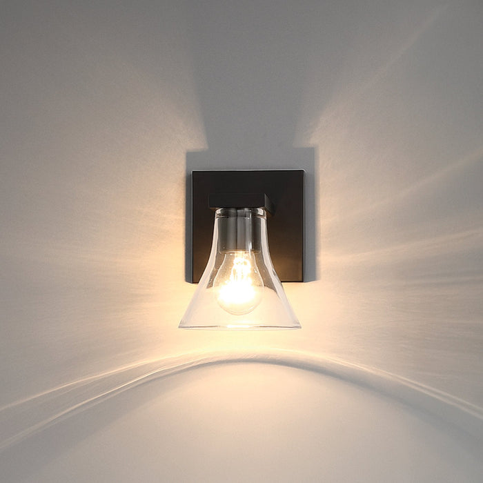 Vanity Light Thesis 207661A Gilford 5 inch 1 light Matte Black Vanity Light with Clear Glass Shade THESIS