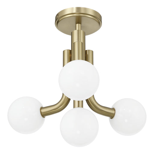 Convertible Pendant Thesis 207356A Stockholm 16 inch 4 light Champagne Gold Convertible Pendant with Opal Glass Shades THESIS