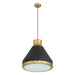 Pendant Light Thesis 207403A Doyle 18 inch 1 light Natural Brass Pendant Light with Matte Black Metal Shade THESIS