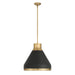 Pendant Light Thesis 207403A Doyle 18 inch 1 light Natural Brass Pendant Light with Matte Black Metal Shade THESIS