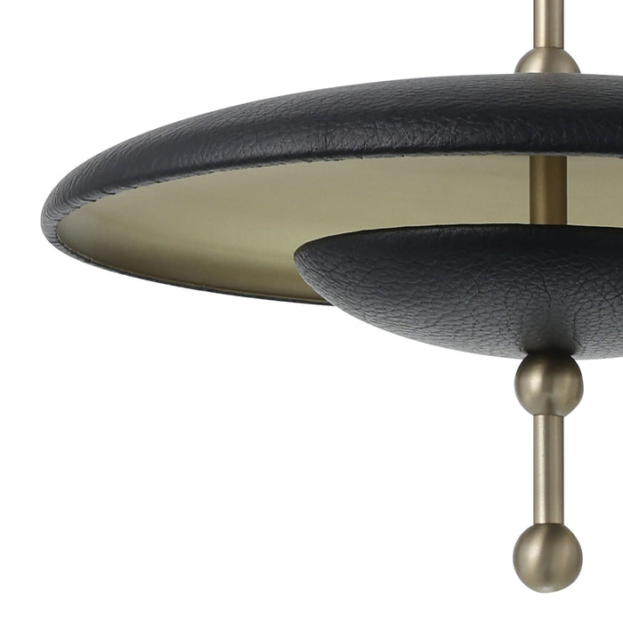 Convertible Pendant Thesis 207293A Sinclair 14 inch Champagne Gold and Black Faux Leather 5CCT LED Convertible Pendant THESIS