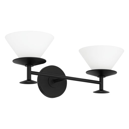 Vanity Light Thesis 207323A Tremolo 20 inch 2 light Matte Black and Champagne Gold Vanity Light with Etched Opal Glass THESIS