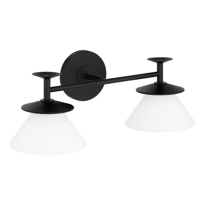 Vanity Light Thesis 207323A Tremolo 20 inch 2 light Matte Black and Champagne Gold Vanity Light with Etched Opal Glass THESIS