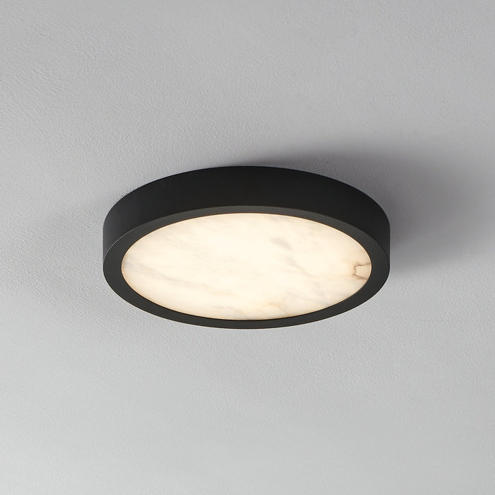 Flush Mount Thesis 207612A Argyle 12 inch Textured Black and Natural Alabaster 5CCT LED Flush Mount THESIS