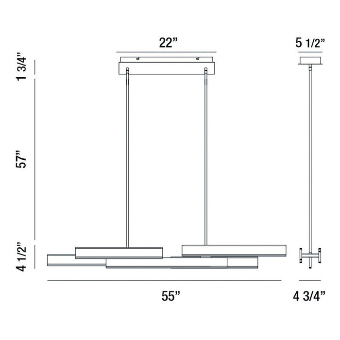 Eurofase 37065-010 Cameno 55" Matte Black LED Chandelier
