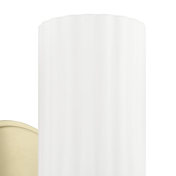 Vanity Light Thesis 207026A Bedminster 5 inch 1 light Champagne Gold Vanity Light with Etched Opal Ribbed Glass Shade THESIS