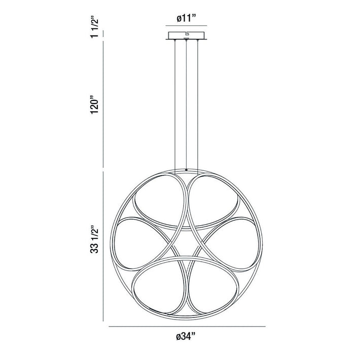 Eurofase 37104-023 Glenview 34" Brushed Gold LED Chandelier