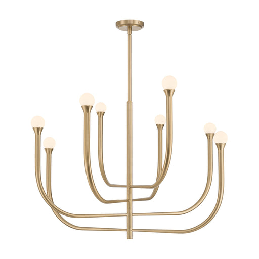 Chandelier Thesis 207257A Dahlia 36 inch 8 light Brass Chandelier with Opal Glass Shades THESIS