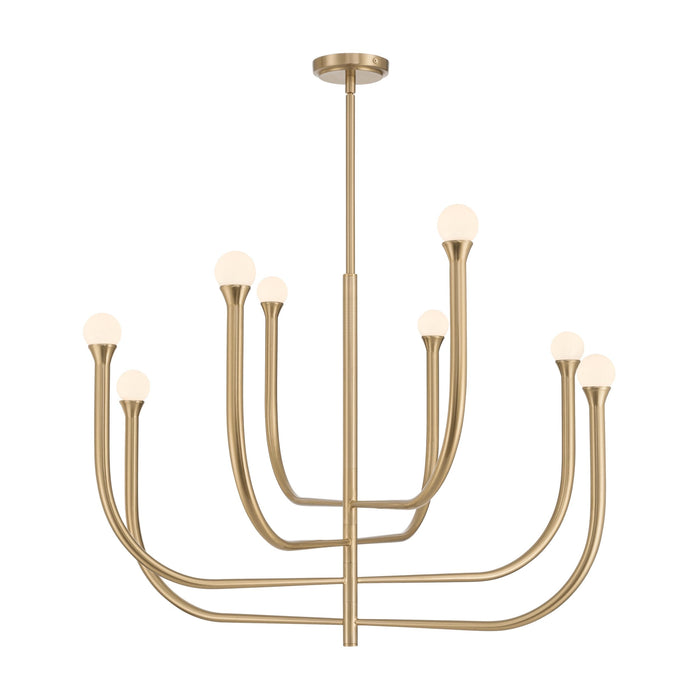 Chandelier Thesis 207257A Dahlia 36 inch 8 light Brass Chandelier with Opal Glass Shades THESIS