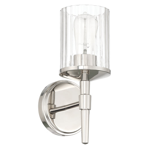 Vanity Light Thesis 207696A Andrea 5 inch 1 light Polished Nickel Vanity Light with Clear Ribbed Glass Shade THESIS