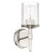 Vanity Light Thesis 207696A Andrea 5 inch 1 light Polished Nickel Vanity Light with Clear Ribbed Glass Shade THESIS