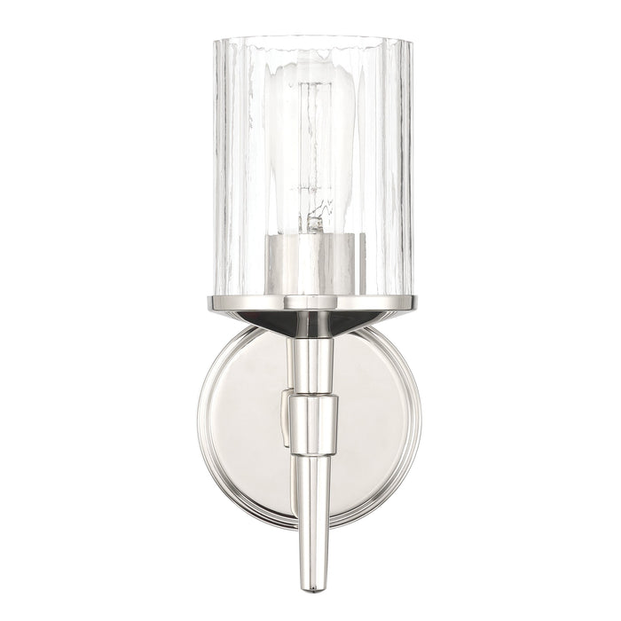Vanity Light Thesis 207696A Andrea 5 inch 1 light Polished Nickel Vanity Light with Clear Ribbed Glass Shade THESIS