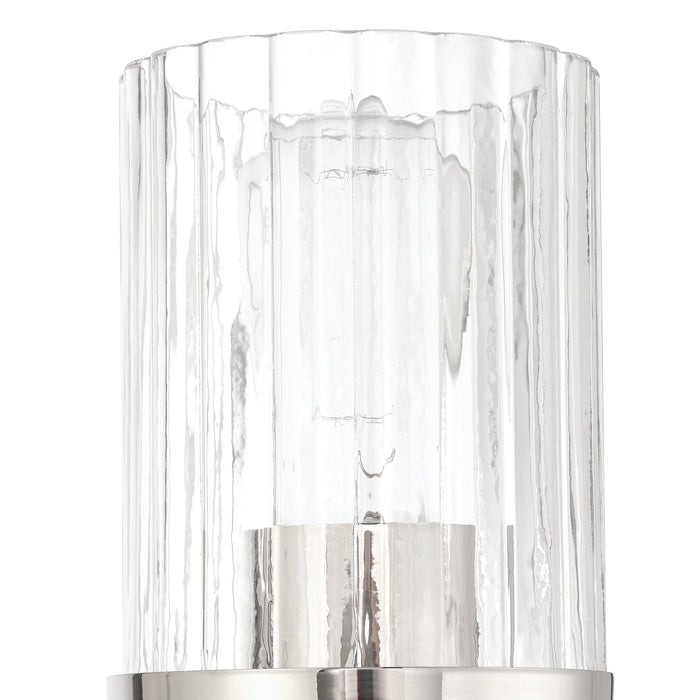 Vanity Light Thesis 207696A Andrea 5 inch 1 light Polished Nickel Vanity Light with Clear Ribbed Glass Shade THESIS