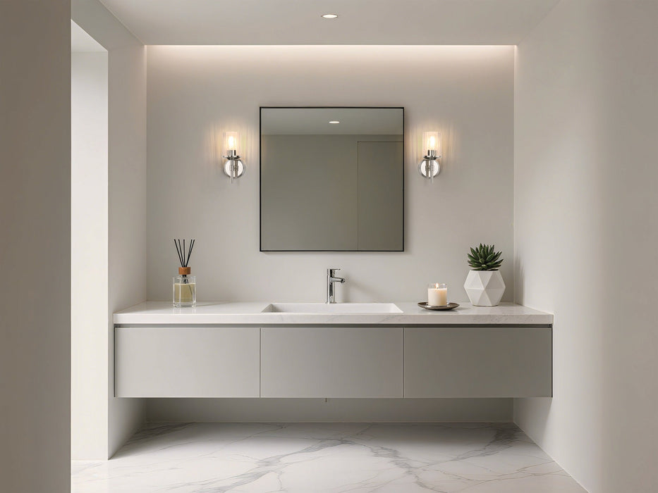 Vanity Light Thesis 207696A Andrea 5 inch 1 light Polished Nickel Vanity Light with Clear Ribbed Glass Shade THESIS