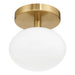 Semi-Flush Mount Thesis 207381A Julep 6 inch 1 light Brushed Gold Semi Flush Mount with Opal Glass Shade THESIS