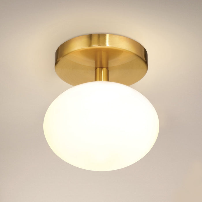 Semi-Flush Mount Thesis 207381A Julep 6 inch 1 light Brushed Gold Semi Flush Mount with Opal Glass Shade THESIS