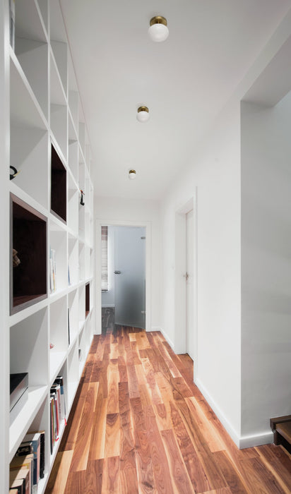 Semi-Flush Mount Thesis 207381A Julep 6 inch 1 light Brushed Gold Semi Flush Mount with Opal Glass Shade THESIS