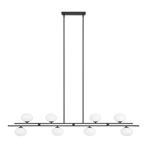 Chandelier Thesis 207386A Julep 64 inch 8 light Matte Black Linear Chandelier with Opal Glass Shades THESIS