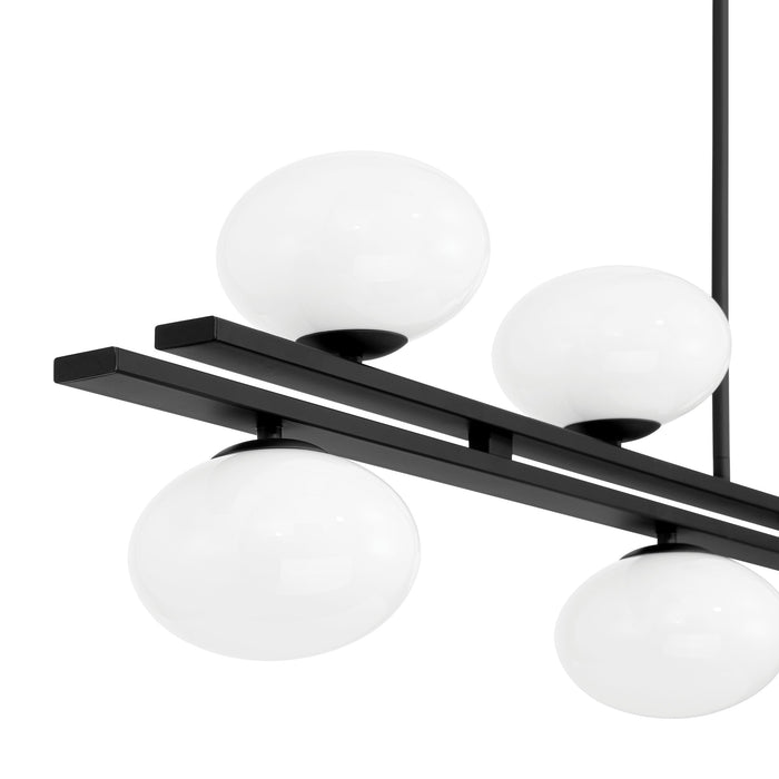 Chandelier Thesis 207386A Julep 64 inch 8 light Matte Black Linear Chandelier with Opal Glass Shades THESIS