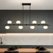 Chandelier Thesis 207386A Julep 64 inch 8 light Matte Black Linear Chandelier with Opal Glass Shades THESIS