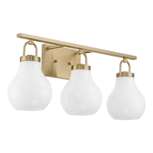 Vanity Light Thesis 207856A Mansfield 24 inch 3 light Champagne Gold Vanity Light with Opal Glass Shades THESIS