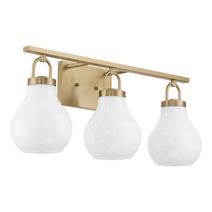 Vanity Light Thesis 207856A Mansfield 24 inch 3 light Champagne Gold Vanity Light with Opal Glass Shades THESIS