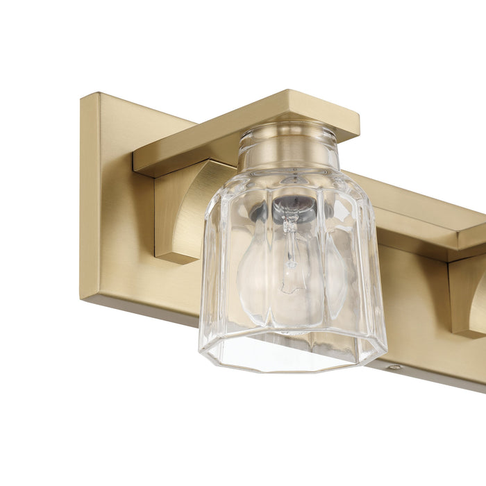 Vanity Light Thesis 207666A Dryden 15 inch 2 light Champagne Gold Vanity Light with Clear Ribbed Glass Shades THESIS