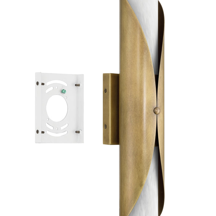 Wall Sconce Thesis 207618A Crescendo 24 inch 2 light Natural Brass Wall Sconce with Alabaster Glass THESIS