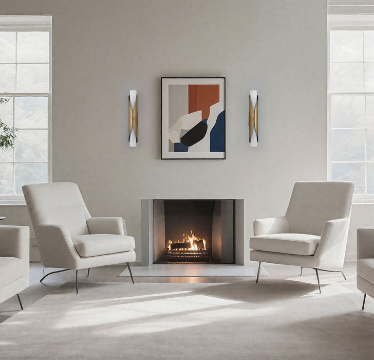 Wall Sconce Thesis 207618A Crescendo 24 inch 2 light Natural Brass Wall Sconce with Alabaster Glass THESIS