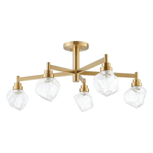 Semi-Flush Mount Thesis 206965A Lillyanna 26 inch 5 light Brushed Gold Semi Flush Mount with Clear Ice Glass Shades THESIS