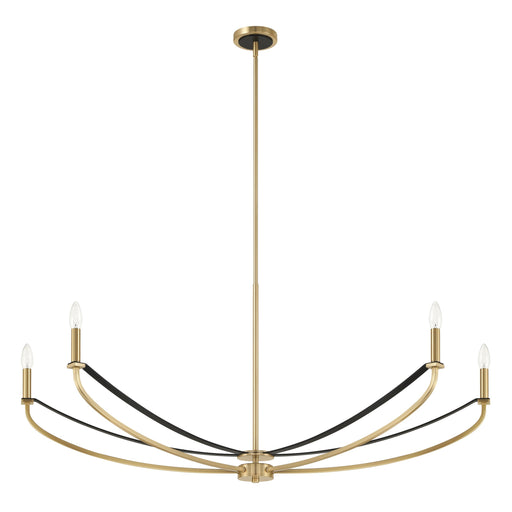 Chandelier Thesis 207372A Sussex 47 inch 4 light Champagne Gold and Black Faux Leather Linear Chandelier THESIS