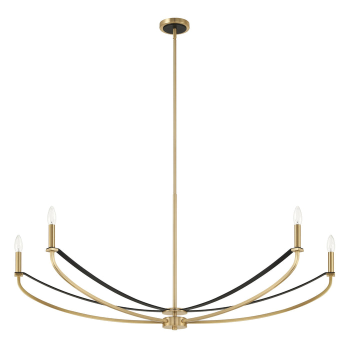 Chandelier Thesis 207372A Sussex 47 inch 4 light Champagne Gold and Black Faux Leather Linear Chandelier THESIS