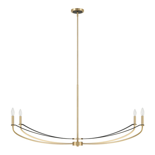 Chandelier Thesis 207372A Sussex 47 inch 4 light Champagne Gold and Black Faux Leather Linear Chandelier THESIS