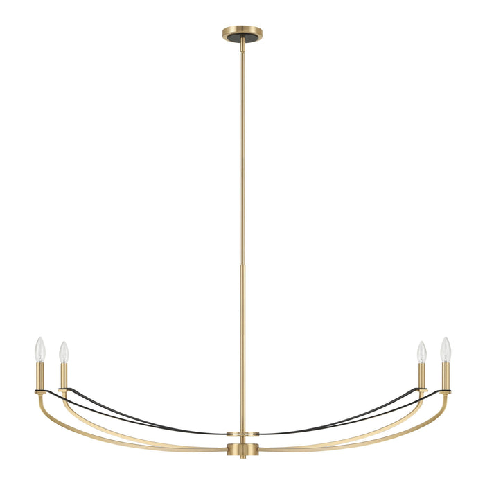 Chandelier Thesis 207372A Sussex 47 inch 4 light Champagne Gold and Black Faux Leather Linear Chandelier THESIS