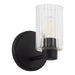 Vanity Light Thesis 207023A Bedminster 5 inch 1 light Matte Black Vanity Light with Clear Ribbed Glass Shade THESIS