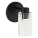Vanity Light Thesis 207023A Bedminster 5 inch 1 light Matte Black Vanity Light with Clear Ribbed Glass Shade THESIS
