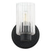 Vanity Light Thesis 207023A Bedminster 5 inch 1 light Matte Black Vanity Light with Clear Ribbed Glass Shade THESIS