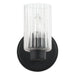 Vanity Light Thesis 207023A Bedminster 5 inch 1 light Matte Black Vanity Light with Clear Ribbed Glass Shade THESIS