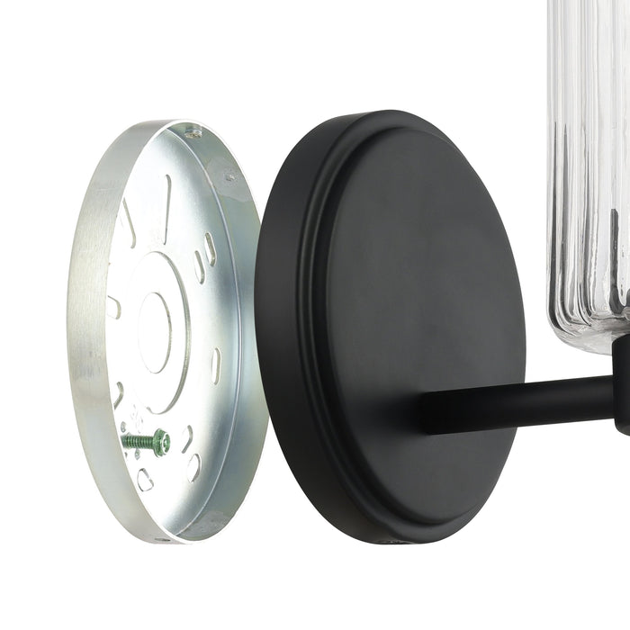 Vanity Light Thesis 207023A Bedminster 5 inch 1 light Matte Black Vanity Light with Clear Ribbed Glass Shade THESIS