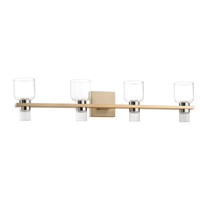 Vanity Light Thesis 207677A Amelia 34 inch 8 light Champagne Gold and Polished Nickel 5CCT LED Vanity Light with Clear and Clear Ribbed Glass THESIS