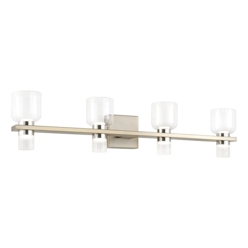 Vanity Light Thesis 207676A Amelia 24 inch 6 light Champagne Gold and Polished Nickel 5CCT LED Vanity Light with Clear and Clear Ribbed Glass THESIS