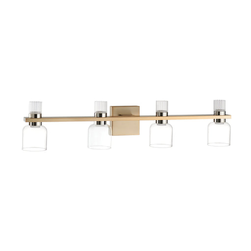 Vanity Light Thesis 207677A Amelia 34 inch 8 light Champagne Gold and Polished Nickel 5CCT LED Vanity Light with Clear and Clear Ribbed Glass THESIS