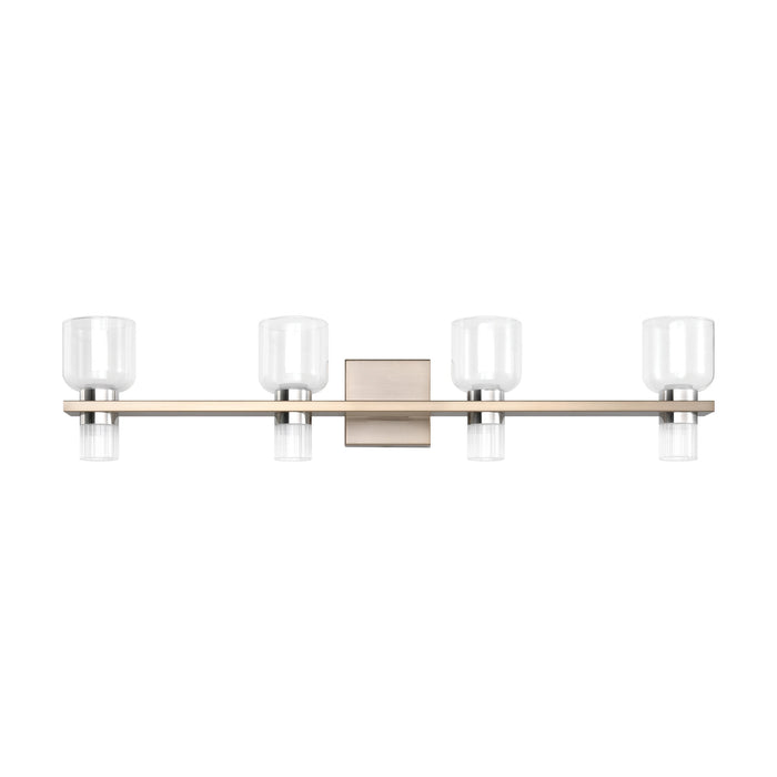 Vanity Light Thesis 207677A Amelia 34 inch 8 light Champagne Gold and Polished Nickel 5CCT LED Vanity Light with Clear and Clear Ribbed Glass THESIS