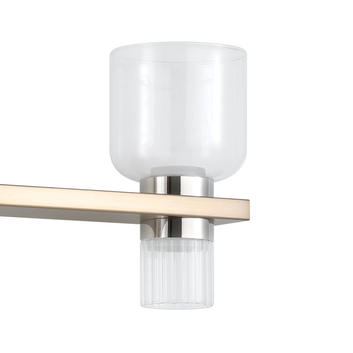 Vanity Light Thesis 207677A Amelia 34 inch 8 light Champagne Gold and Polished Nickel 5CCT LED Vanity Light with Clear and Clear Ribbed Glass THESIS