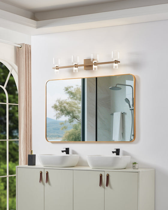 Vanity Light Thesis 207677A Amelia 34 inch 8 light Champagne Gold and Polished Nickel 5CCT LED Vanity Light with Clear and Clear Ribbed Glass THESIS